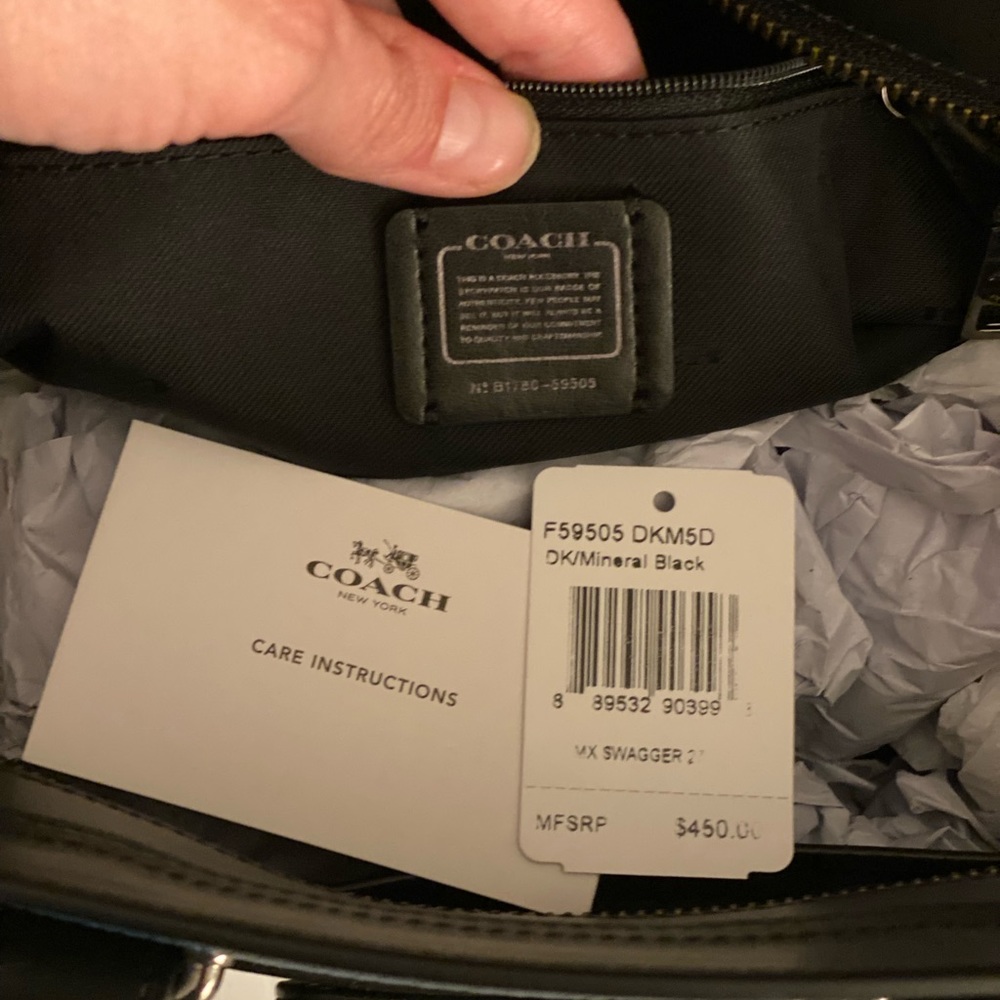 Rare Coach Swagger color block black leather & dark blue suede sides, crossbody - Picture 11 of 13